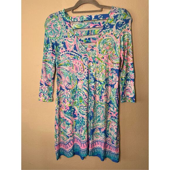 Lilly Pulitzer Ophelia Swing Dress Sz  XXS Multi dream team Paisley Preppy Vacat - Picture 3 of 7